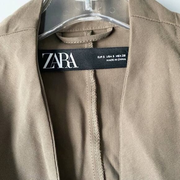 ZARA Open Front Drape Utility Cardigan Jacket Olive Green - S EUC - Picture 6 of 12